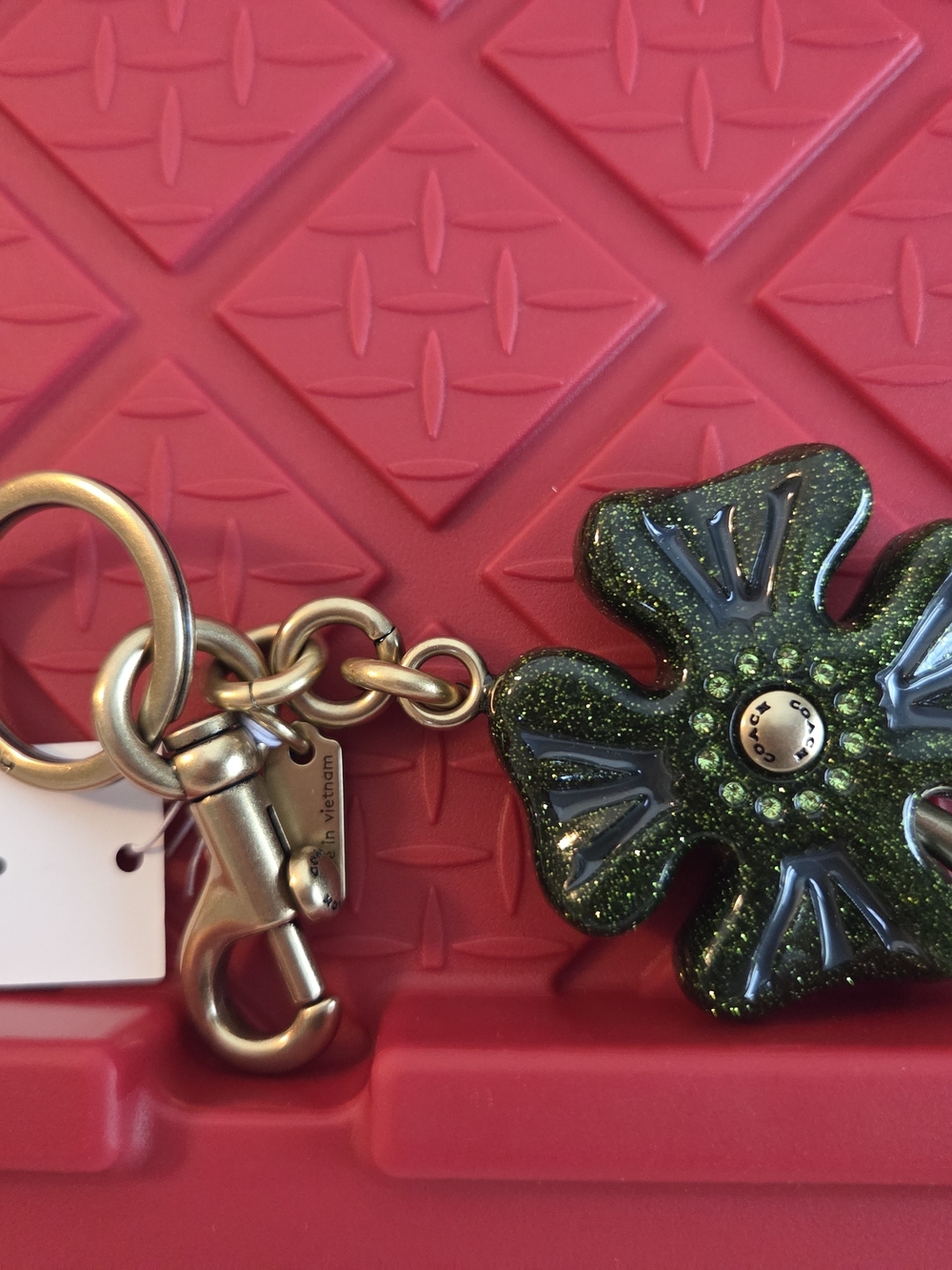 Green Glitter Flower Keychain Charm